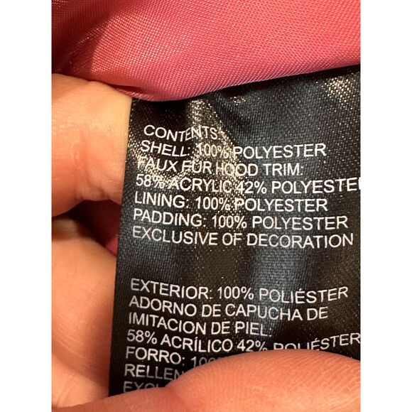 NWT London Fog Dusty Pink Quilted Faux Fur Puffer Coat Girl's Large - Picture 10 of 12